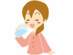 水とL-テアニンを飲む女性をイメージしたイラスト